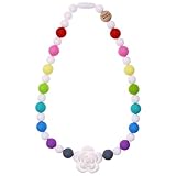 Sensorische Halskette für autistische Jungen Mädchen, kaubare Silikonschmuck Oral Motor Chewies für Kinder mit Autismus, besondere Bedürfnisse (Rianbow - Weiße Rose)