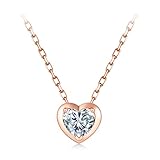 ANAZOZ 18 Karat Rosegold Damen Diamant 750 Halskette mit Anhänger, Herzform Diamant Damen-Anhänger Echtschmuck