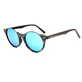 XJYJF Neue ähnliche holzacetat Sonnenbrille Unisex Platte polarisierte gläser halb randlose Hand Machen Sonnenbrille Damen (Color : C99, Size : Blue)