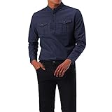 Freizeithemden Herren Urban Slim Fit Revers Einfarbig Knopfleiste Herren Shirt Herbst Winter Neue Mit Taschen Jugend Langarm Täglich Casual All-Match Herren Jack