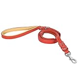 Riparo geflochtene Leder Hundeleine mit Zwei Griffen, gepolsterter Verkehrsgriff für zusätzliche Kontrolle, 1,8 m lang Hundetraining für mittlere und große Hunde (Rot, L: 1,9 cm x 1,8 m)