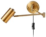 Vintage Industrial Lange Arm Wandleuchte mit Stecker und Schalter, LED Drehbar Bettlampe Leselampe Wand mit 1,8 m Kabel, Innen Schwenkbar Wandlampe Schlafzimmer E27 für Wohnzimmer Flur Büro, G