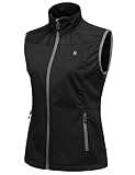 Little Donkey Andy Leichte Softshell-Weste für Damen, Winddichte ärmellose Jacke für Wanderungen Schwarz L
