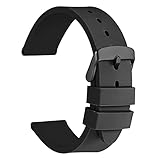 WOCCI Uhrenarmbänder – Premium Silikon Gummi Ersatzbänder mit schwarzer Schnalle (18mm 20 mm 22 mm 24 mm) Casual Band Width:22mm schw