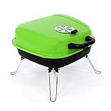 Nexos Mini Koffer-Grill Holzkohlegrill für Garten Terrasse Camping Festival Picknick Party BBQ Barbecue ca. 34 x 36 cm Grillfläche grü