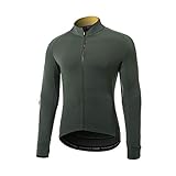 Santic Radtrikot Herren Langarm Radtrikot Winter Fahrradshirt Herren mit Taschen Grün EU L