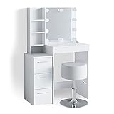 Vicco Schminktisch Frisiertisch Schminkkommode Meryl + LED-Beleuchtung + Hock