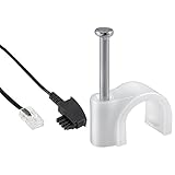 InLine 18520 TAE-F Kabel für DSL-Router, TAE-F Stecker an RJ45 8P2C, 20m & Goobay 17077 Kabelschelle für Kabel mit Kabeldurchmesser bis max. 5,0 mm weiß (100 Stück)