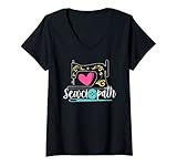Damen Sewciopath Lustige Nähmaschinen-Liebhaber Nähen Quilter T-Shirt mit V