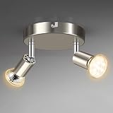 Unicozin 2 Flammig LED Deckenstrahler, LED Deckenleuchte inkl. 2 x 4W GU10 LED Leuchtmittel (400LM, Warmweiß), ø110mm, Matte Nickel Deckenspot Schwenkbar, für Küche Wohnzimmer S