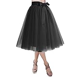 YCX Damen Vintage Petticoat Unterrock Reifrock, Für Hochzeit Brautkleid Retro Prinzessin Tutu Rock Tüllrock Faltenrock Mit Schleife Zu Party Fest,Schwarz,XL