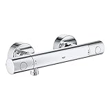 Grohe Grohtherm 800 Cosmopolitan | Thermostat-Brausebatterie, S-Anschlüsse-mit ergonomischem Metallgriff und Spartaste | Chrom | 34765000