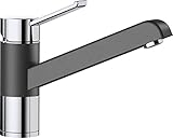 Blanco Zenos, Küchenarmatur - Einhandmischer, Wasserhahn Küche, Silgranit-Look zweifarbig, anthrazit/Chrom, Hochdruck, 1 Stück, 517805