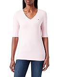 Tommy Hilfiger Damen TH COOL SOLID V-NK TOP 1/2 SLV Hemd, Pastel Pink, Larg