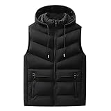 Ärmellos Stehkragen Daunenweste Herren Einfarbig Winter Weste Reißverschluss Outdoor Sport Weste Steppjacke Slim-fit Bodywarmer Steppweste Taschen Futter mit Kletttasche Ärmellos Daunenjack