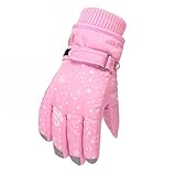 CCOOfhhc Schneehandschuhe für Kinder 4-9 Jahre Jungen Mädchen Winterhandschuhe Verdickt Winterzeit Snowboard Winter Handschuhe Einfarbige Warm Winddichte Sport Sk