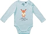 Kleckerliese Baby Body Langarm mit Motiv Born 2022 Tiermotiv Elch Pfeil Wunschname und Wunschjahres Zahl Vintage Sprüche Jungen Mädchen, LightBlue,80