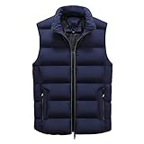 Ärmellos Stehkragen Daunenweste Herren Einfarbig Winter Weste Reißverschluss Outdoor Sport Weste Steppjacke Slim-fit Bodywarmer Steppweste Taschen Futter mit Kletttasche Ärmellos Daunenjack