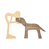 LACKINGONE Holzfiguren Skulptur Ornamente Holz Figur Statue Dekofigur für Tischdekoration, Ornamente, Geschenk (Mann und Hund)