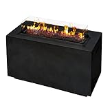 Amare Gas-Feuerstelle für den Außenbereich, für Garten, Terrasse & Balkon, elektronisch entzündbar, inkl. Lavasteine, Windschutz aus Glas & Regenschutzabdeckung