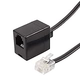 ecabo 6m Modular Verlängerung – Telefonverlängerungskabel – RJ11-Stecker auf RJ11-Buchse – Western-Stecker/Buchse – 4-adrig 6P4C – ISDN – für AB, Fax, Telefon – schw