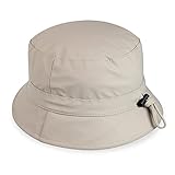 fiebig Ginny Regenhut mit flexiblem Band | Outdoor Fischerhut mit leichtem Cotton-Futter | Angenehme Passform für das ganze Jahr (58-L, Beige)