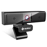 Kamera mit Mikrofon - SUIRUI 1080P HD Webcam PC, Kamera mit Objektivdeckel, USB Plug & Play, Webcam Autofokus/90° Sichtfeld/360° Schwenkradius, Web