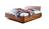 SAM Schwebebett 200 x 200 cm Lanzarote, Holzbett aus massivem Akazienholz, Doppelbett im Vintage-Look, geteiltes Kop