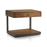 huihuishop Nachttisch mit Ablagefach Nachttisch mit 1 Schublade, Schmiedeeisen Einfache Moderne Moderne Kleinkabinett Lagerschrank Retro Kiefernholz-Kabinett Wohnzimmer Kleiner C