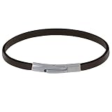 LES POULETTES BIJOUX - Armband Mann Einfach Leder Edelstahl Schließe - Dunkelb