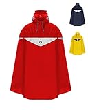 HOCK Premium Fahrrad Regenponcho 'Super Praktiko' mit Lüftung und seitlicher Armöffnung - 100,0% Wasserdichter Fahrradponcho für Herren & Damen (Rot, XL)