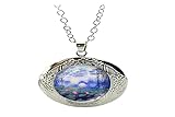 Halskette mit Medaillon, Motiv: Seerose, Monet, Blume, Glas, Foto, Schmuck, als Geschenk