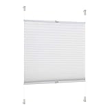 Rapid Teck® Klemmfix Thermo Plissee 80cm x 130cm Weiß Blickdicht Faltrollo Jalousie Rollo ohne Bohren Klemmrollo Fertigp