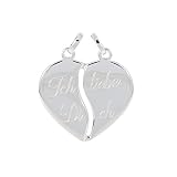 SELVA Freundschaftskette mit 2 Ankerketten & Herz Anhänger'Ich liebe Dich' Gravur, Silber 925/rh, Verlängerung (8 cm), BxHxT 12,6 x 22,6 x 1,0; Kettenlänge: 42-50