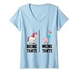 Damen Tante Patentante Deine Tante Meine Tante Lama T-Shirt mit V