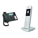 Deutsche Telekom Concept PA415 Telefon schwarz & Speedphone 12 Festnetztelefon (Schnurlos - zur Nutzung an aktuellen Routern mit DECT-CAT-iq Schnittstelle, 5 cm Farbdisplay) weiß