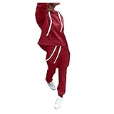 GFGHH Damen Jogginganzug Trainingsanzug, Damen Hausanzug Sportanzug 2-teiliges Set Sport Hoodie Langarm Sweatshirt Pullover Top + Lange Hose Sportswear 2 Stück Frauen Freizeitanzug