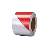 Warnung Klebeband Reflektierende Aufkleber Reflektorband Reflektorfolie Warnung Reflektierendes Klebeband Für Fahrzeuge, Autos AnhäNger,FahrräDer Helme,Auto StraßE Sicherheit Markierung, Rot Weiß