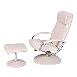 Mendler Relaxliege Relaxsessel Fernsehsessel N44 mit Hocker - Creme-weiß