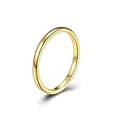 Agobel Ringe Männer, Ehering Vintage Gold Edelstahl 2MM Glatte Oberfläche Größe 60 (19.1) Frei G