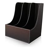 2/3/4 Slots Simple Magazine Box-Houseware Leder vertikaler Desktop-Datei Ordner Organizer und Dokumentdatei Stand Journal (Color : 3Slots-Black)