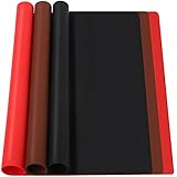 FANDAMEI 3 PCS Silikonmatte 30x40 cm, Silikon Unterlage Silikonfolie Antihafte rutschfeste Tischmatte Arbeitsmatte Thekenmatte Bastelmatte, für Gießharz, Handwerk, DIY Zubehöre (Rot, Braun, Schwarz)