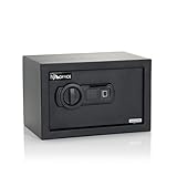 hjh OFFICE Tresor mit Fingerabdruck-Sensor 8,5 L SAFE COMPACT II Stahl Schwarz Möbeltresor Doppelbolzen 20x31x20cm, 830039