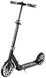 Funscoo Kickscooter V2 Trettroller 200mm für Kinder und Jugendliche, City Scooter (Schwarz Silber)