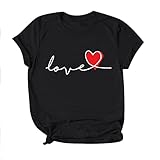 Valentinstag große größen Damen Herbst t-Shirt Damen Oversize scharzes top Chiffon fokuhila Bluse Island Pullover Damen Flamingo Hemd Sweatshirts für Damen Damen Pullover Baumw