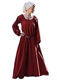 Battle-Merchant Mittelalter Kleid Ana Damen | Wikinger Kostüm Langarm bodenlang Baumwolle | LARP Gewandung, rot, Gr. XXL