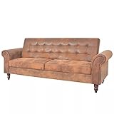 Atlojoys Schlafsofa mit Armlehnen, Bettsofa, Couch, Polstersofa, Kunstleder b