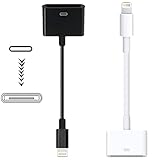 Sharllen MFi-zertifizierter Lightning auf 30-poligen Adapter, 8-poligen Stecker Buchse, Konverter mit iPhone-Ladekabel, kompatibel iPhone 12 11 X 8 7 6P 5S 4 3 G iPad iPod, Weiß und Schwarz, 2 Stück