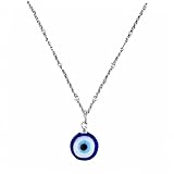 PiniceCore Böse Aug Anhänger Halskette Drittel Blaue Augen Amulett Ojo Zierliche Halskette Für Frauen Männer Mädchen (Silber)