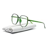 KOOSUFA Mode Groß Anti Blaulicht Brille Ohne Sehstärke Damen Herren Retro Quadratischer Blaulichtfilter Brille Brillengestelle Computer Gaming Anti Müdigkeit Brillen mit Etui (Durchsichtig Grün)